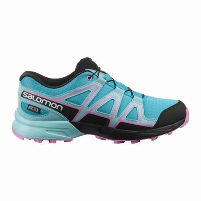 Salomon SPEEDCROSS CLIMASALOMON™ WATERPROOF - Lasten Polkujuoksukengät - Sininen/Ruskea Turkoosi